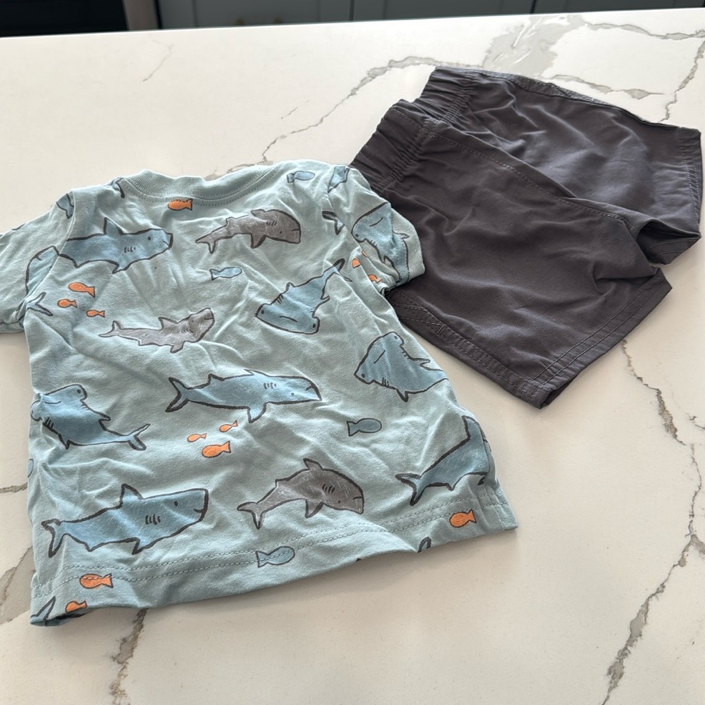 Carters two piece set Henley shirt shorts baby boy 9m nwt